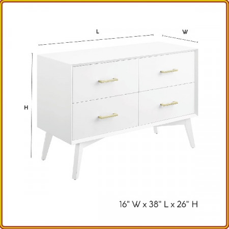 K01229-1002 : Tủ Ngang 4 Ngăn Kéo - W97cm 